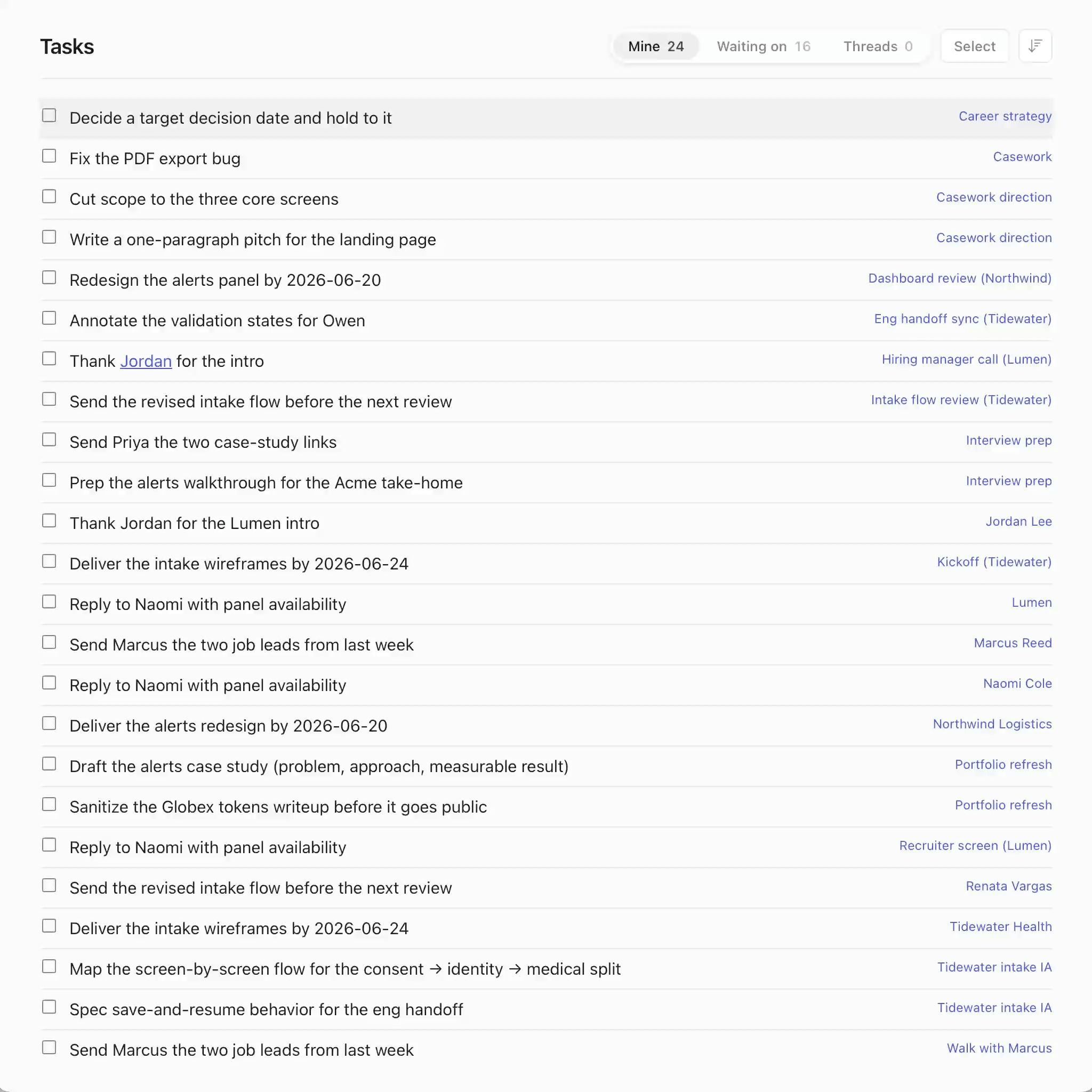 Every open task, in one list